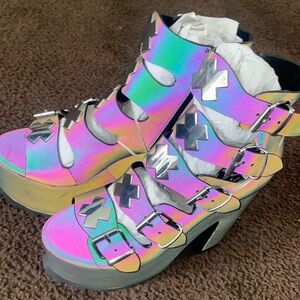 Reflective platform sandals